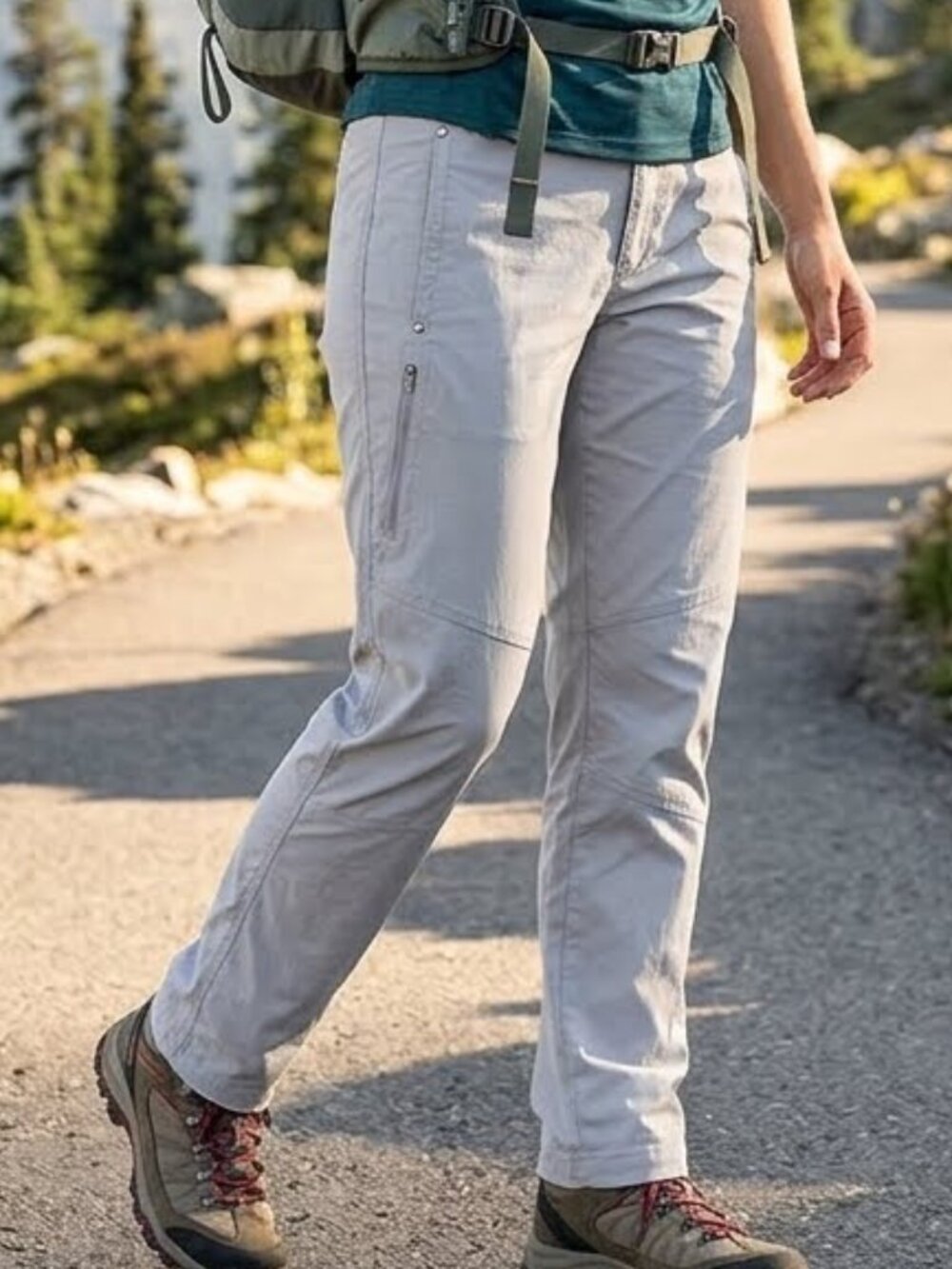 Eddie Bauer Women's Cargo Style Hiking Travel Pants Light Gary Size 14